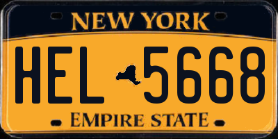 NY license plate HEL5668