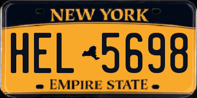 NY license plate HEL5698