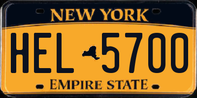 NY license plate HEL5700