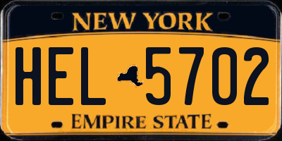 NY license plate HEL5702