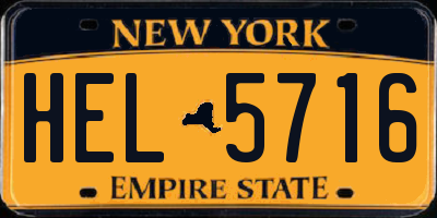 NY license plate HEL5716
