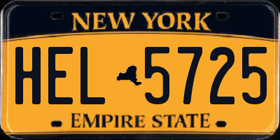 NY license plate HEL5725
