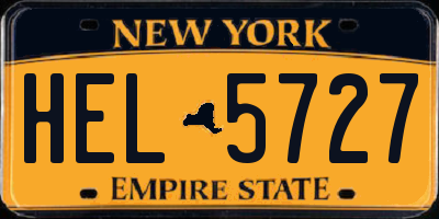 NY license plate HEL5727