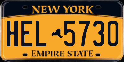 NY license plate HEL5730