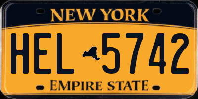 NY license plate HEL5742