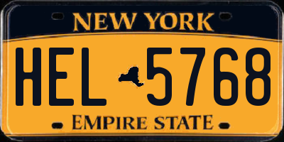 NY license plate HEL5768
