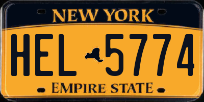 NY license plate HEL5774