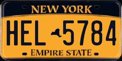 NY license plate HEL5784