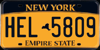 NY license plate HEL5809