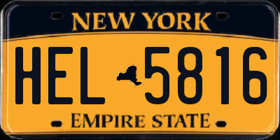 NY license plate HEL5816