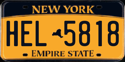 NY license plate HEL5818