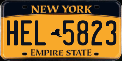 NY license plate HEL5823