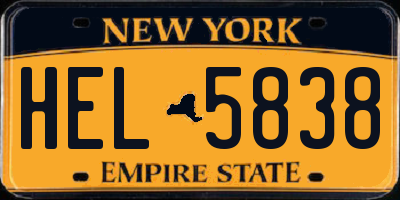 NY license plate HEL5838
