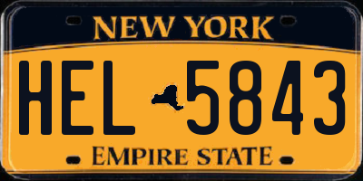 NY license plate HEL5843