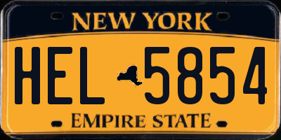 NY license plate HEL5854