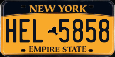NY license plate HEL5858