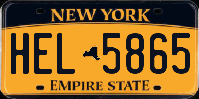 NY license plate HEL5865
