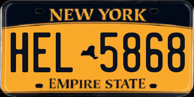 NY license plate HEL5868