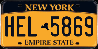 NY license plate HEL5869