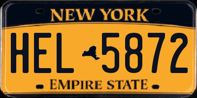 NY license plate HEL5872