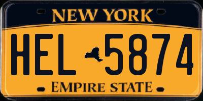 NY license plate HEL5874