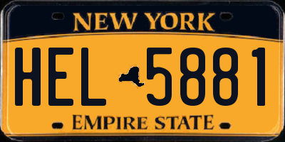 NY license plate HEL5881