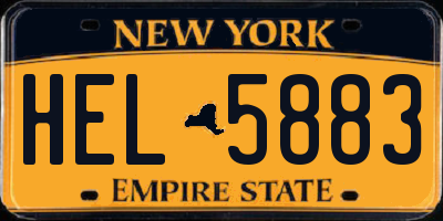 NY license plate HEL5883