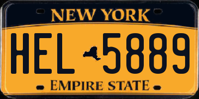 NY license plate HEL5889