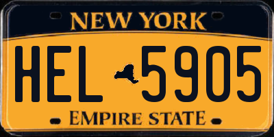 NY license plate HEL5905