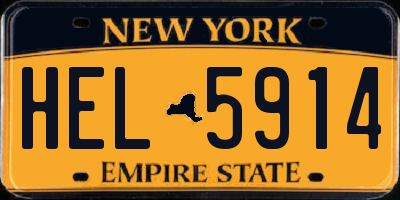 NY license plate HEL5914