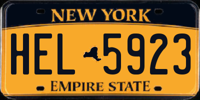 NY license plate HEL5923