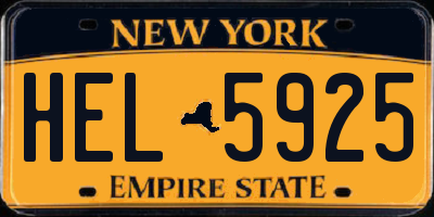 NY license plate HEL5925