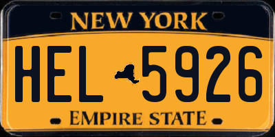 NY license plate HEL5926