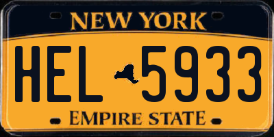 NY license plate HEL5933