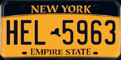 NY license plate HEL5963