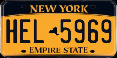 NY license plate HEL5969