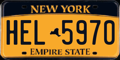 NY license plate HEL5970