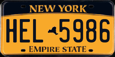 NY license plate HEL5986