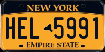NY license plate HEL5991