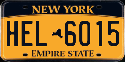 NY license plate HEL6015