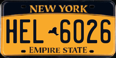 NY license plate HEL6026