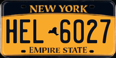 NY license plate HEL6027