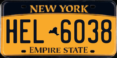 NY license plate HEL6038
