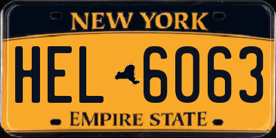 NY license plate HEL6063