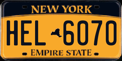 NY license plate HEL6070