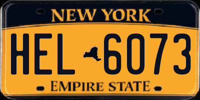 NY license plate HEL6073