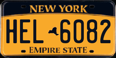 NY license plate HEL6082