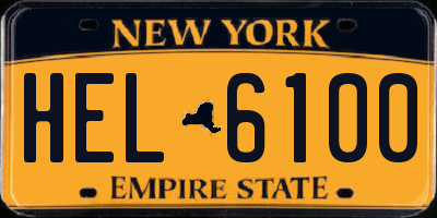 NY license plate HEL6100