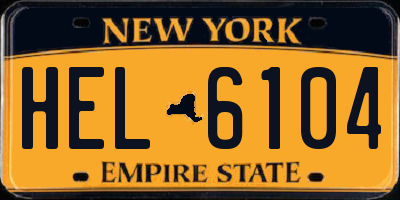 NY license plate HEL6104