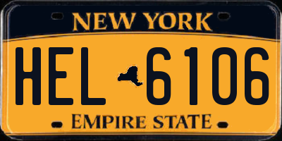 NY license plate HEL6106